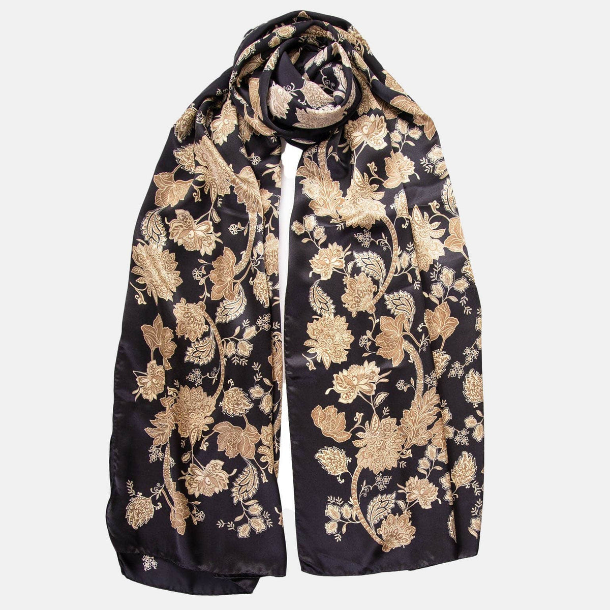 Esmeralda - Silk Scarf Shawl - Black & Gold