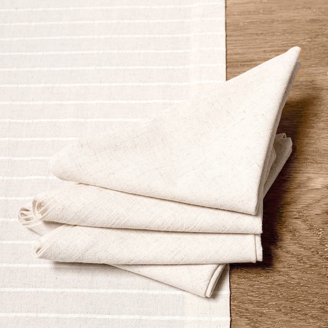 Washed Linen-Cotton Set of 4 Napkins - Natural Linen