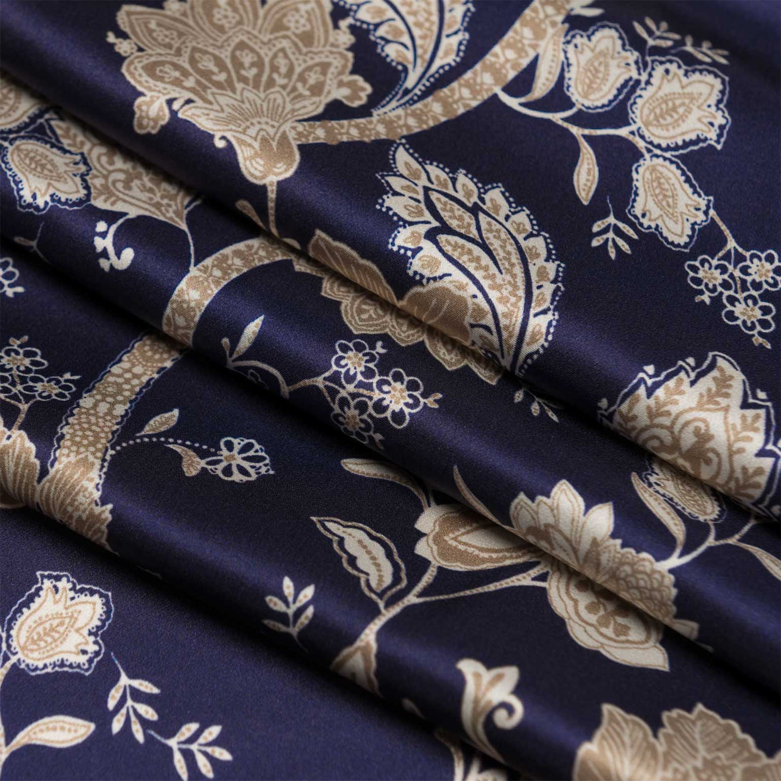 Esmeralda - Silk Scarf Shawl - Midnight Blue & Gold