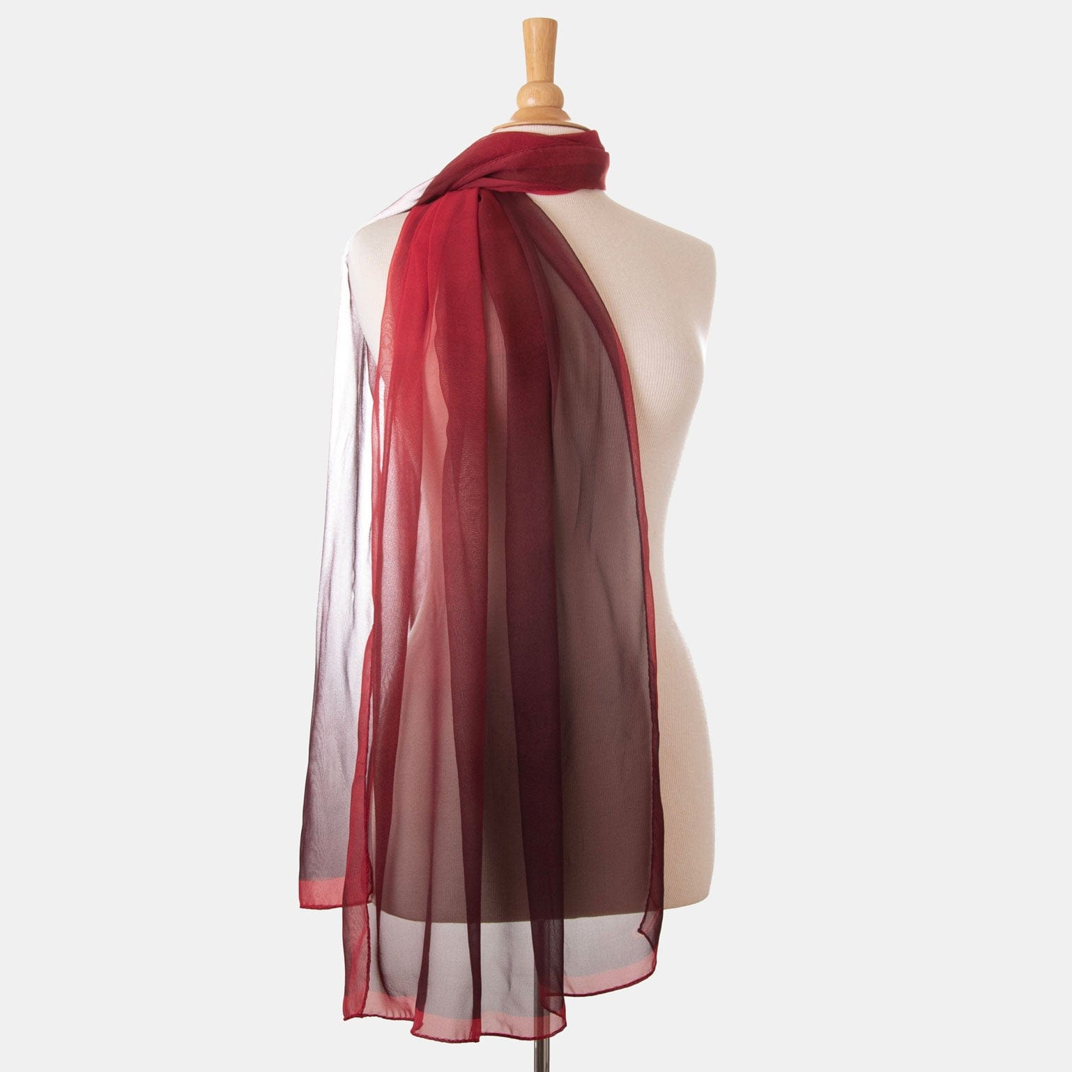 Sophia - Silk Scarf Shawl - Burgundy/Red