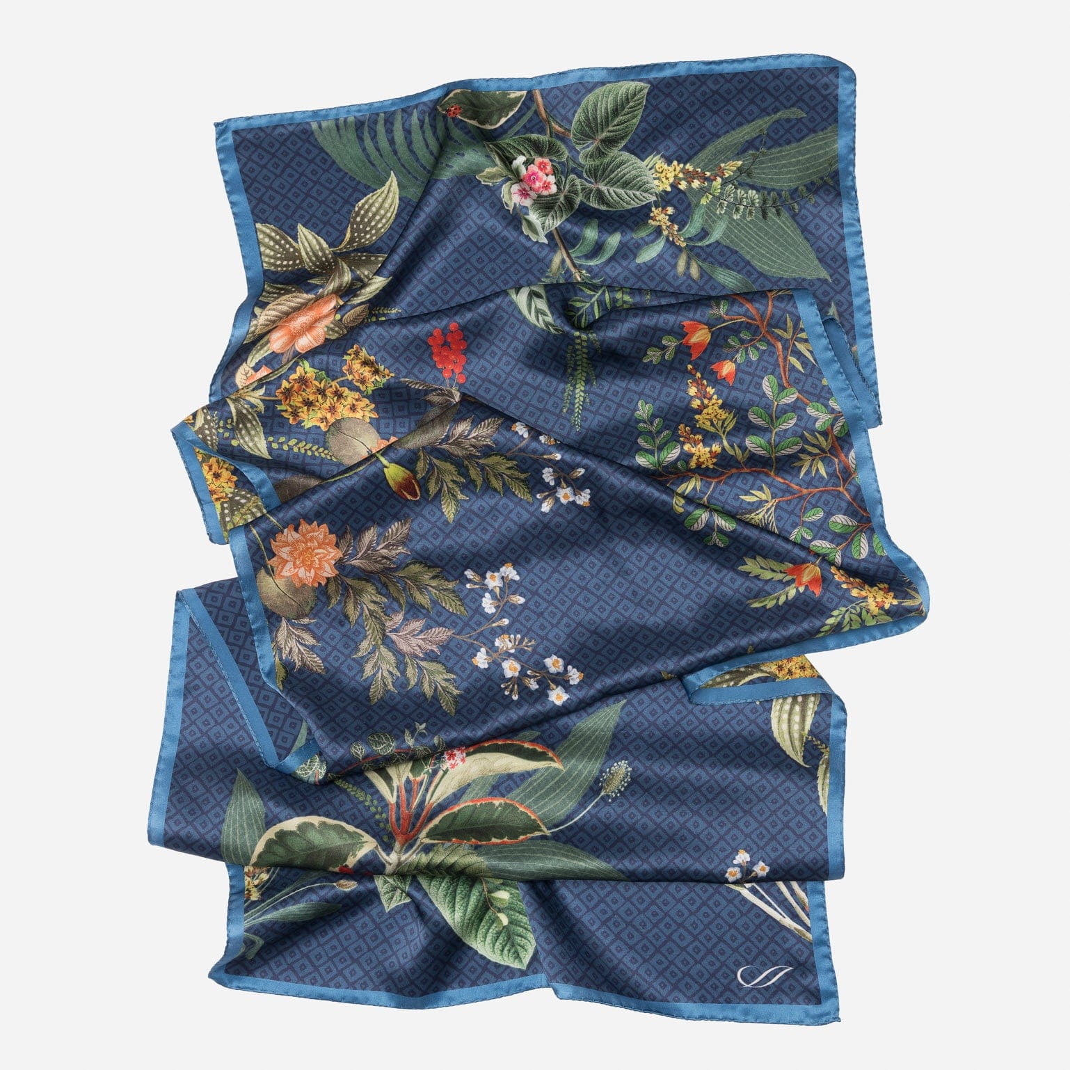 Sara - Long Silk Scarf - Blue