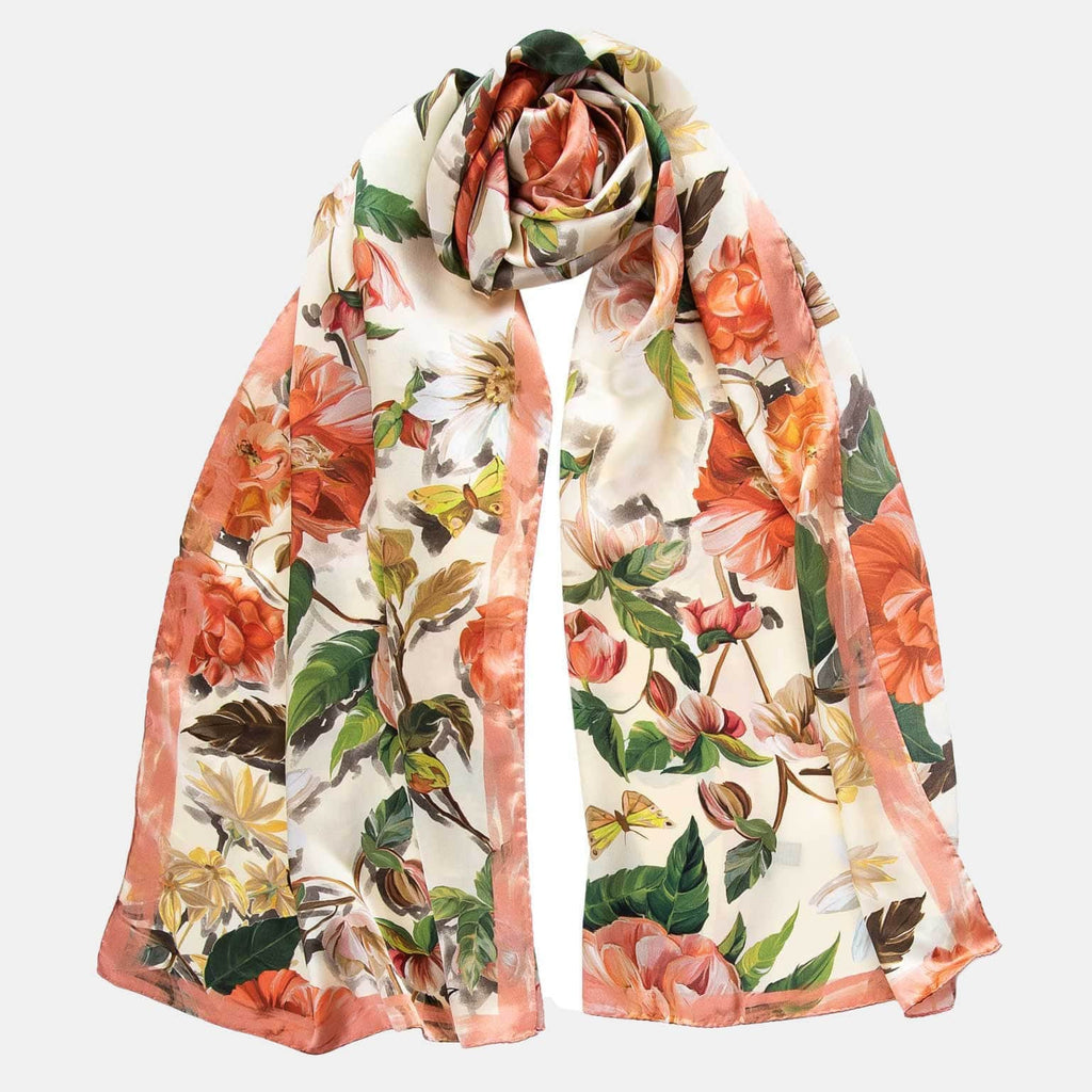 Rosa - Long Silk Scarf - Peach