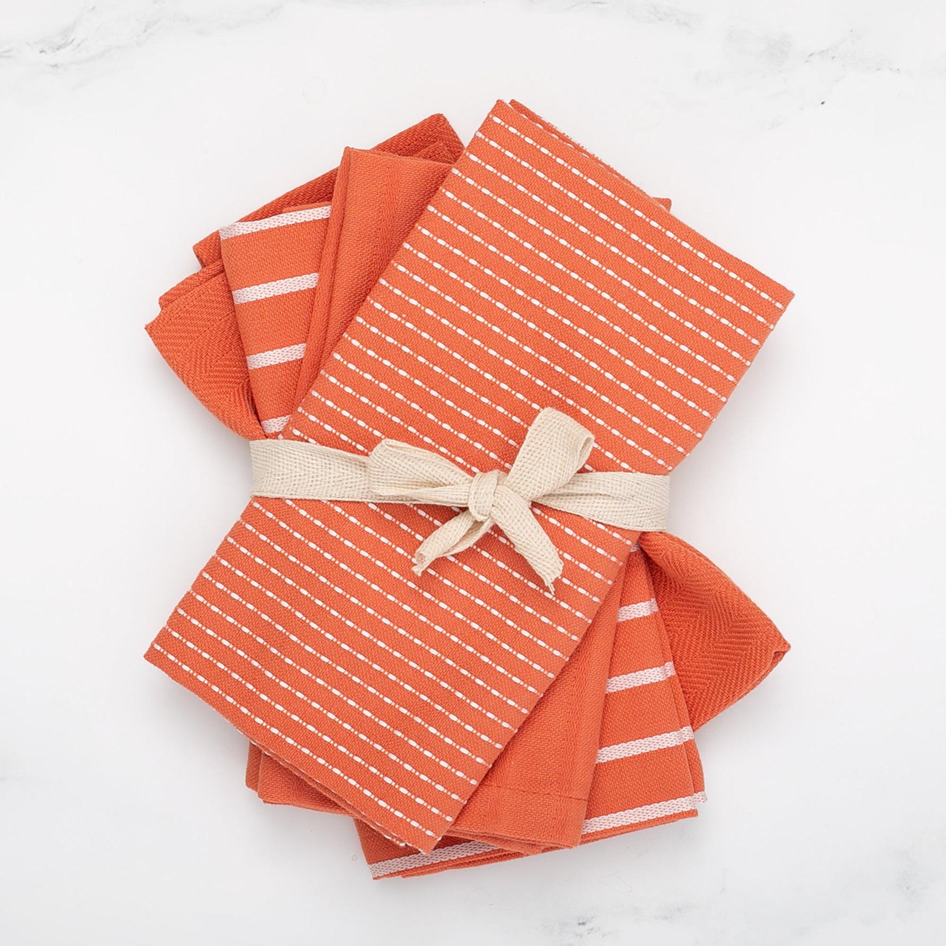 To Each Their Own Napkin Set - Papaya & White