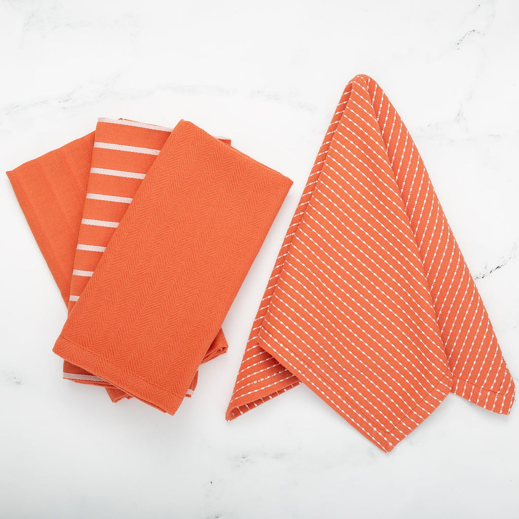 To Each Their Own Napkin Set - Papaya & White