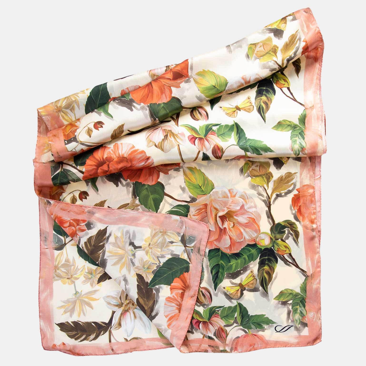 Rosa - Long Silk Scarf - Peach