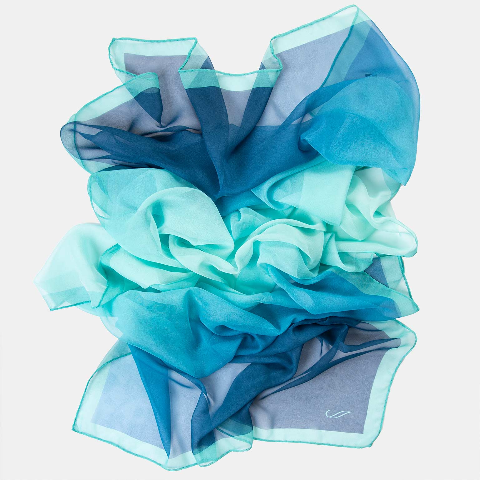 Sophia - Silk Scarf Shawl - Sea Blue