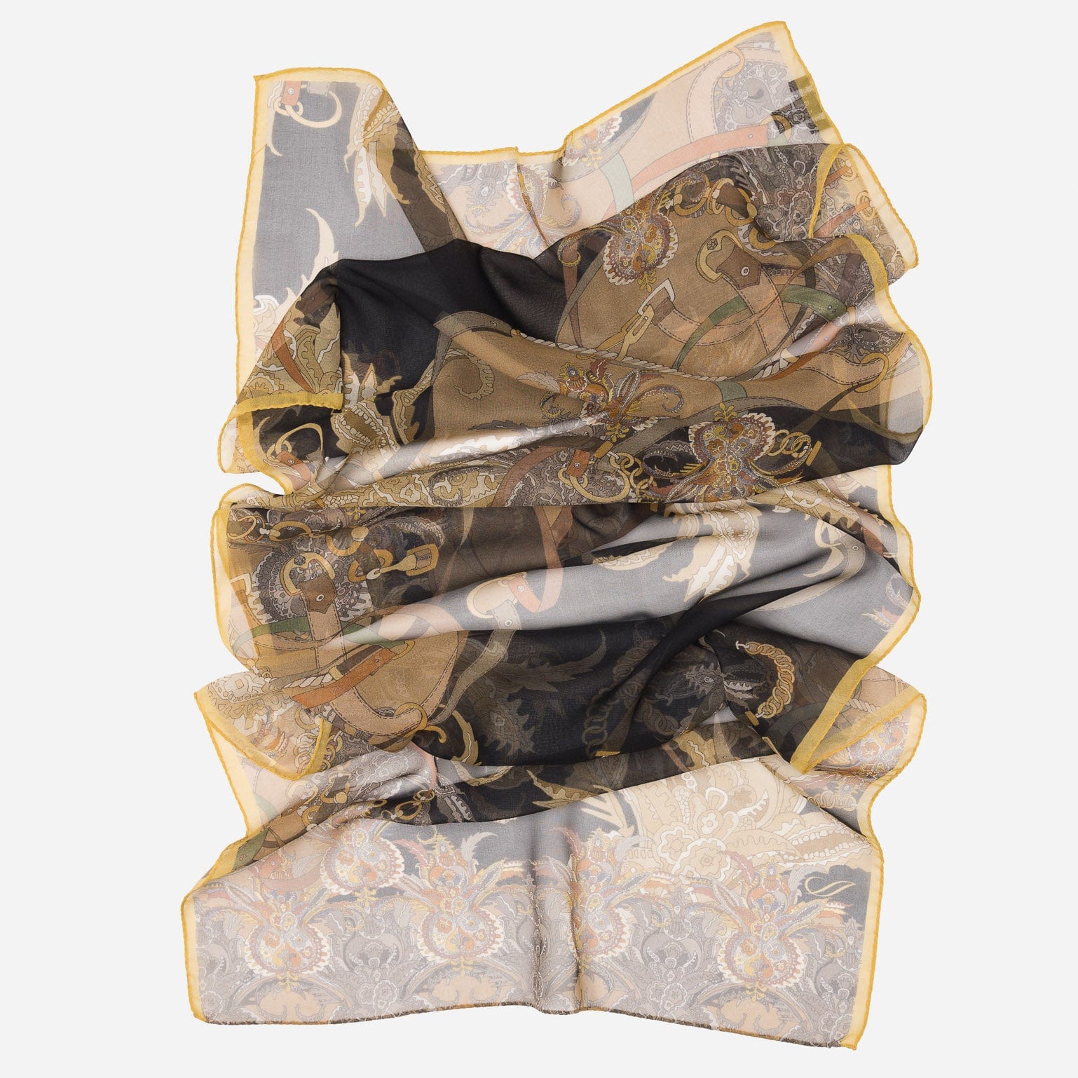 Alessandra - Long Silk Scarf - Black