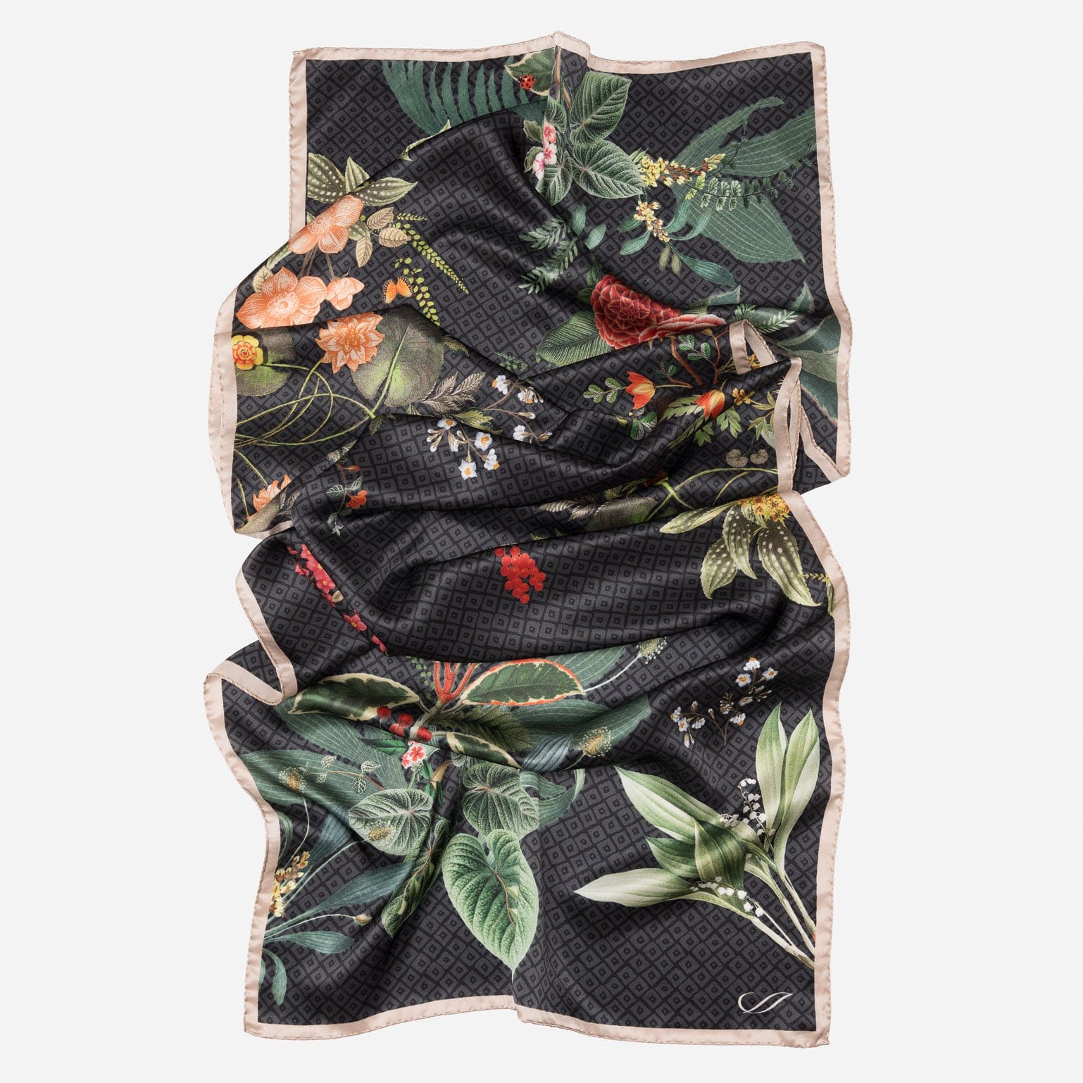 Sara - Long Silk Scarf - Black