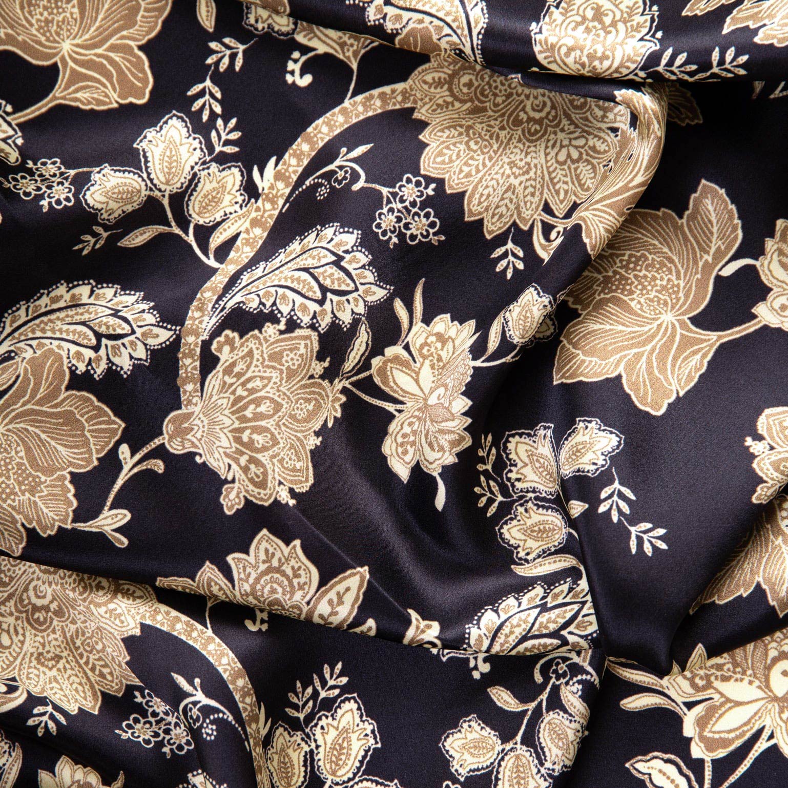 Esmeralda - Silk Scarf Shawl - Black & Gold