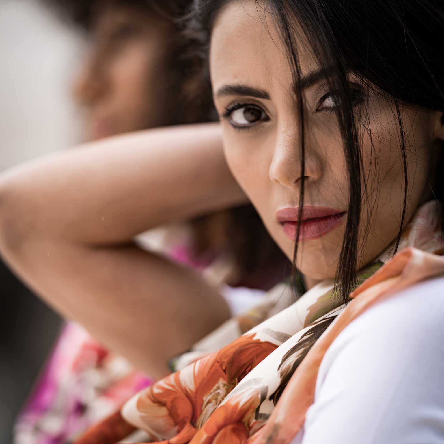 Rosa - Long Silk Scarf - Peach