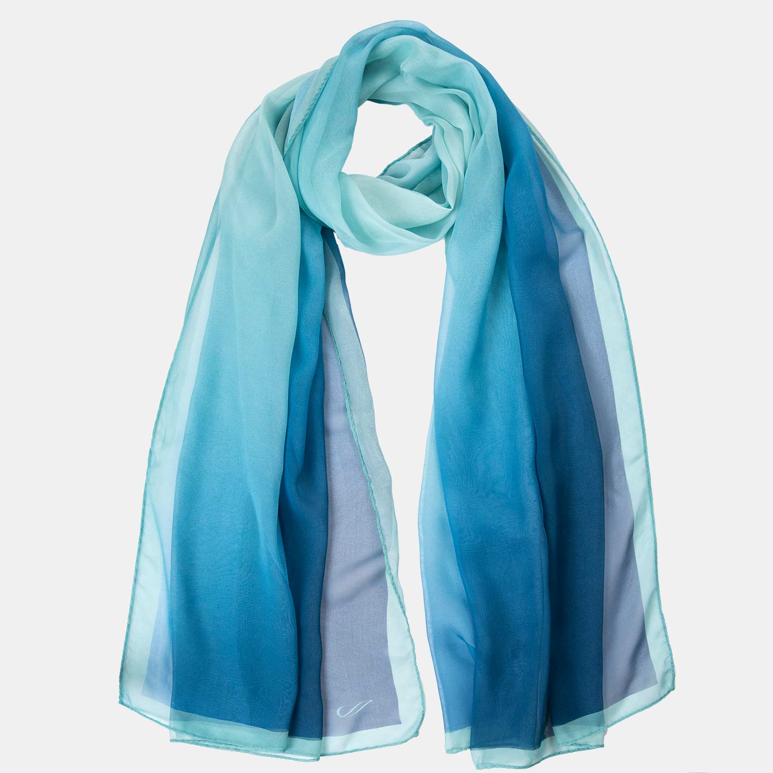 Sophia - Silk Scarf Shawl - Sea Blue