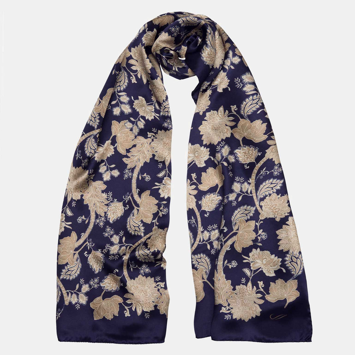 Esmeralda - Silk Scarf Shawl - Midnight Blue & Gold