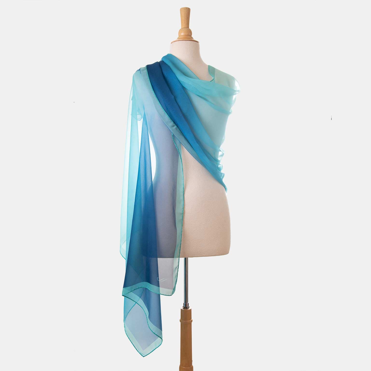 Sophia - Silk Scarf Shawl - Sea Blue